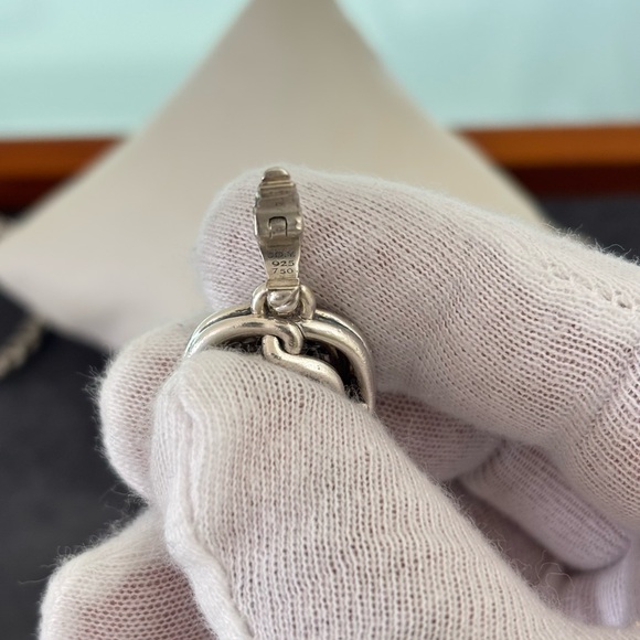 David Yurman 925 & 18k Gold Labyrinth Pendant Necklace with Diamonds 18" - Picture 10 of 11